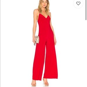 Slip jumpsuit in red